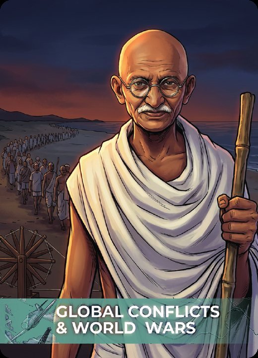 Global Conflicts & World Wars card – Mahatma Gandhi
